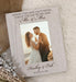 Personalized photo frame with a couple on a beach and text 'Sandy Toes and Salty Kisses, This is the Day We Became Mr. & Mrs.'