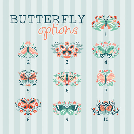 ten butterfly options for the Mommy's Love Bugs garden flag