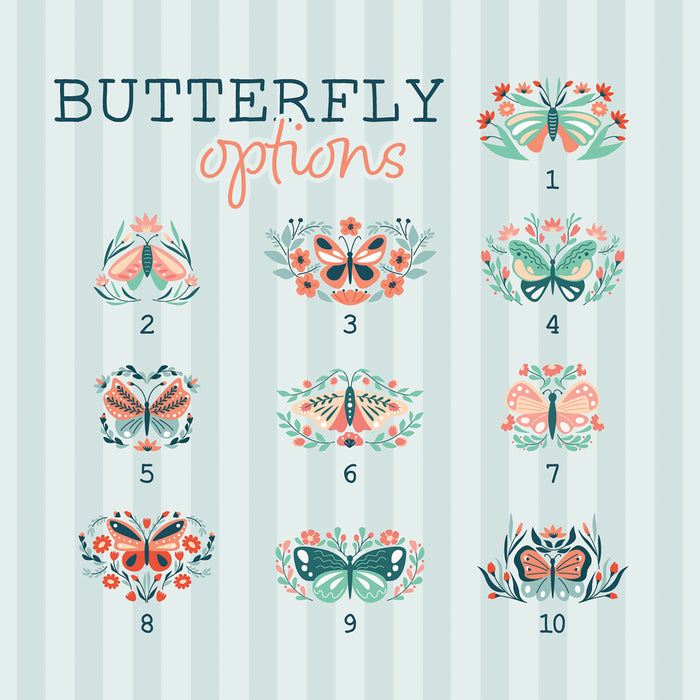 ten butterfly options for the Mommy's Love Bugs garden flag