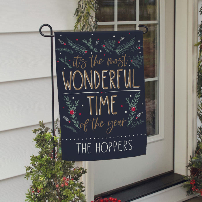 Personalized "Most Wonderful Time of Year" Christmas Garden Flag Sign