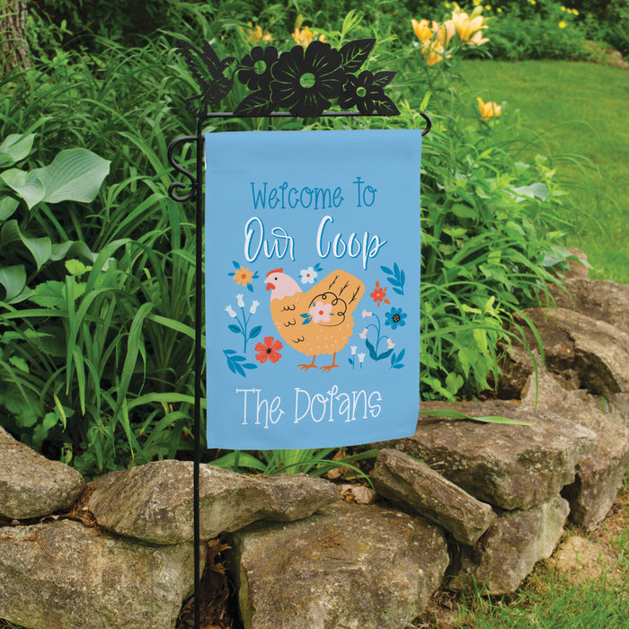 Personalized "Welcome to our Coop" Chicken Garden Flag