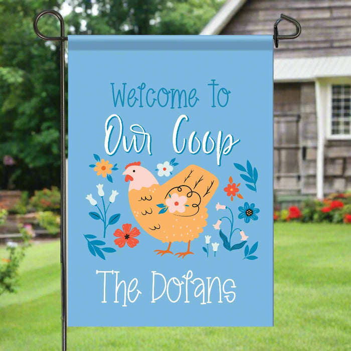 Personalized "Welcome to our Coop" Chicken Garden Flag