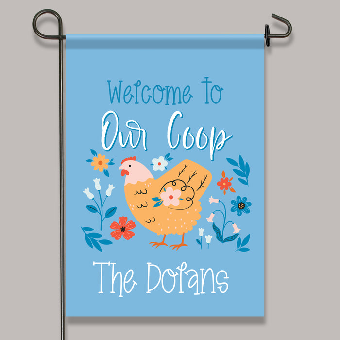 Personalized "Welcome to our Coop" Chicken Garden Flag