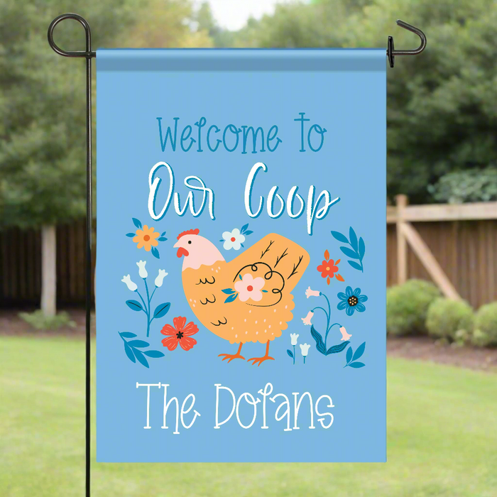 Personalized "Welcome to our Coop" Chicken Garden Flag