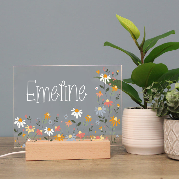 Personalized Wildflower Name LED Night Light