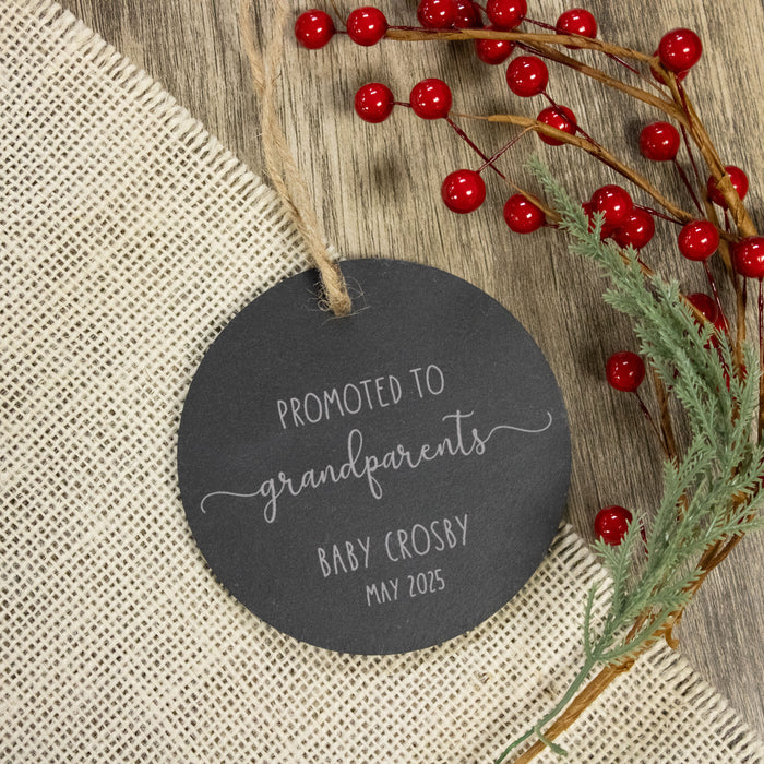 Personalized Promoted to Grandparents Heart Ornament