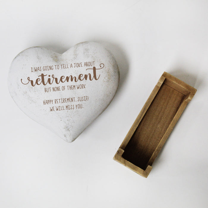 Personalized Funny Retirement Saying Wooden Heart Gift