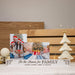 Christmas photo display bar engraved with "Tis the Season for FAMILY" and personalized with custom names