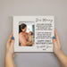 Personalized photo frame with a message for Mother's Day, held by two hands.