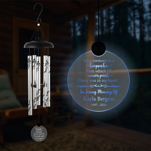solar garden decor wind chime for sympathy gift hanging outside in the dark