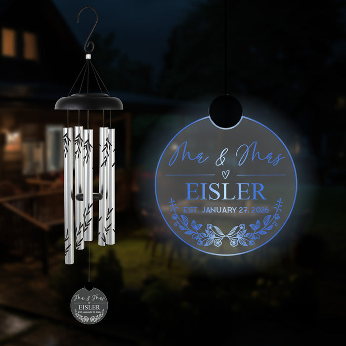 Personalized Last Name Wedding Solar Wind Chime