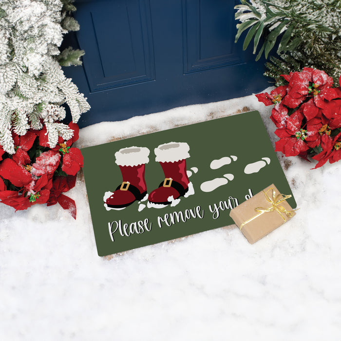 Personalized "Please Remove Your Shoes" Santa Boots Door Mat