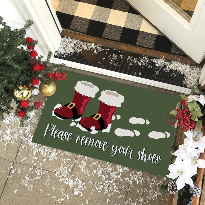 Personalized "Please Remove Your Shoes" Santa Boots Door Mat