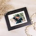 black picture frame engraved with always & forever that can hold a 4x6 or 5x7 photo and is personalized at the bottom with couple's names