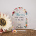 Acrylic flower vase with a multicolored floral Mother's Day design printed on it