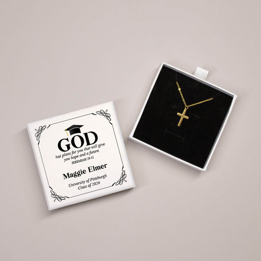 Personalized religious graduation gold cross necklace gift box set
