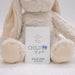Fluffy beige bunny behind a baby bible labeled 'Child of God' with a blue bow design