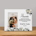 Parents "Thank You' picture frame from wedding couple decorated with dusty blue and white flowers