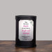 Black wax warmer lamp with a retirement design printed on the window on a gray background