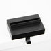 A matte black metal stocking hanger hook with a rectangular base, shown against a clean white background.
