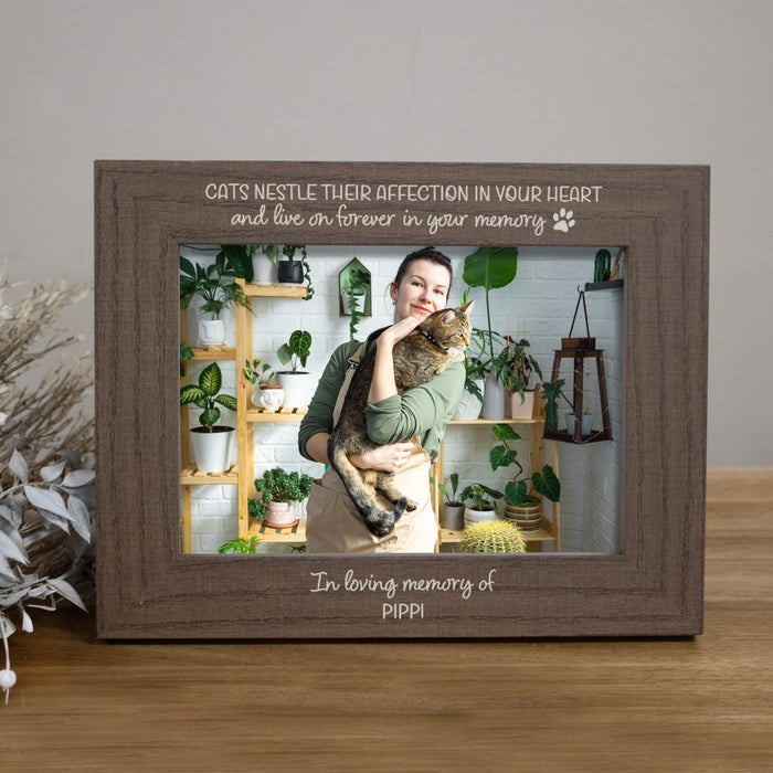 Personalized "Cats Nestle in Your Heart" Cat Memorial Picture Frame