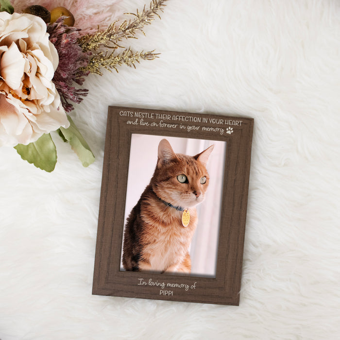 Personalized "Cats Nestle in Your Heart" Cat Memorial Picture Frame