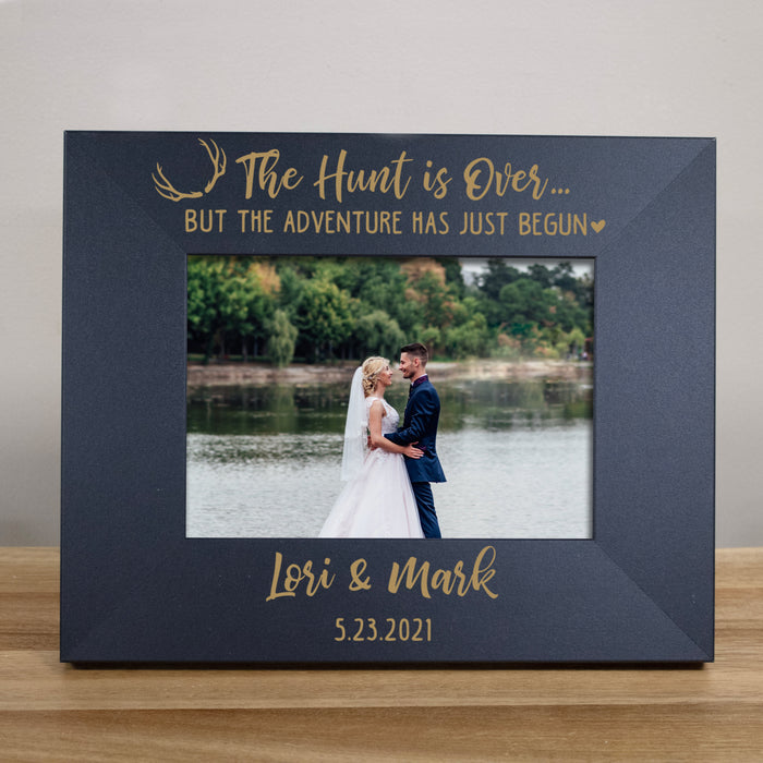 Personalized "The Hunt is Over..." Country Wedding Picture Frame