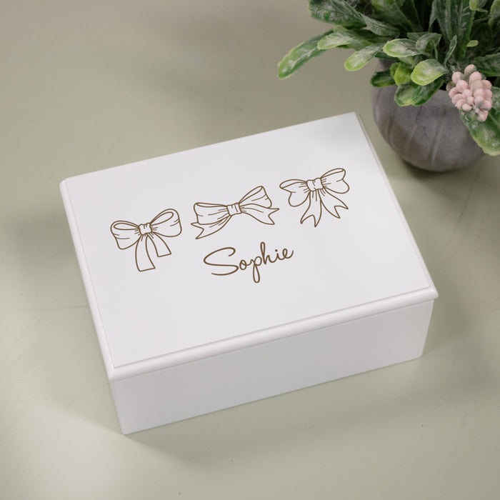 Personalized Dainty Bow Design Name Jewelry Box