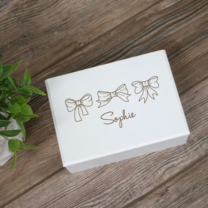 Personalized Dainty Bow Design Name Jewelry Box