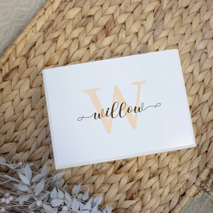 Personalized Neutral Name Monogram Jewelry Box