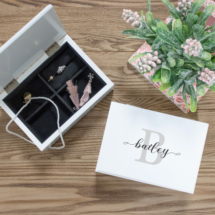 Personalized Neutral Name Monogram Jewelry Box