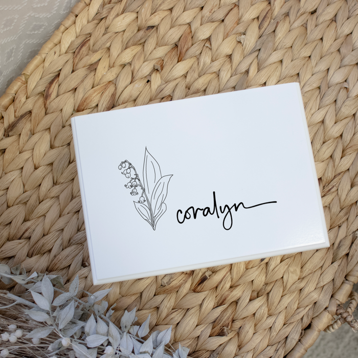 Personalized Birth Flower Name Jewelry Box