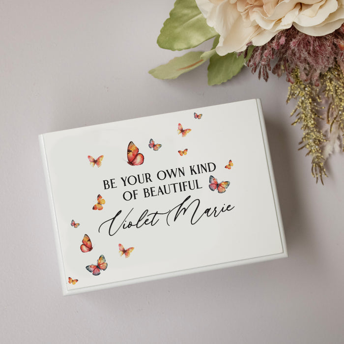 Personalized "Own Kind Of Beautiful" Butterfly Jewelry Box