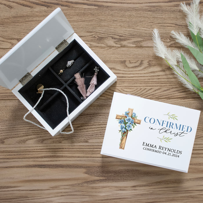 Personalized "Confirmed In Christ" Wooden Jewelry Box