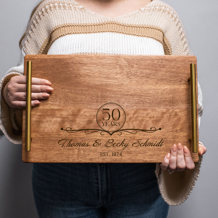 Personalized Anniversary Serving Tray with Handles