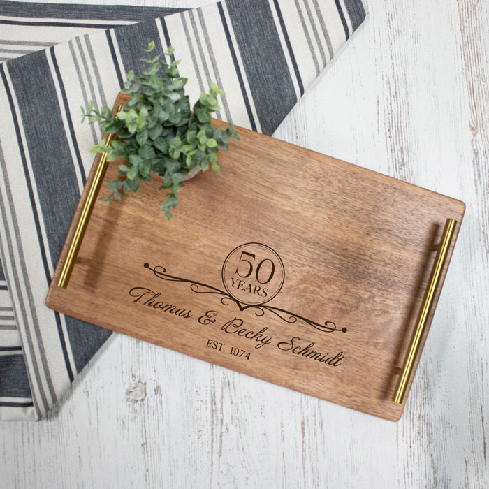 Personalized Anniversary Serving Tray with Handles