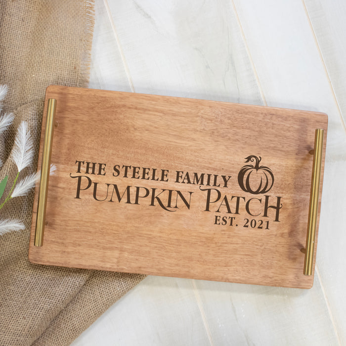 Personalized Pumpkin Patch Serving Tray with Handles