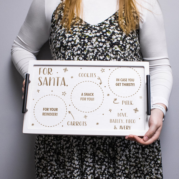 Personalized Cookies for Santa Serving Tray with Handles