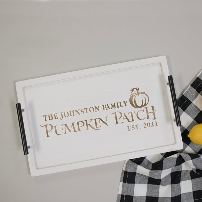 Personalized Pumpkin Patch Serving Tray with Handles