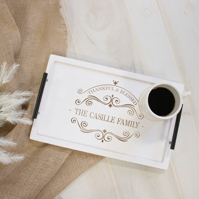 Personalized "Thankful & Blessed" Serving Tray with Handles