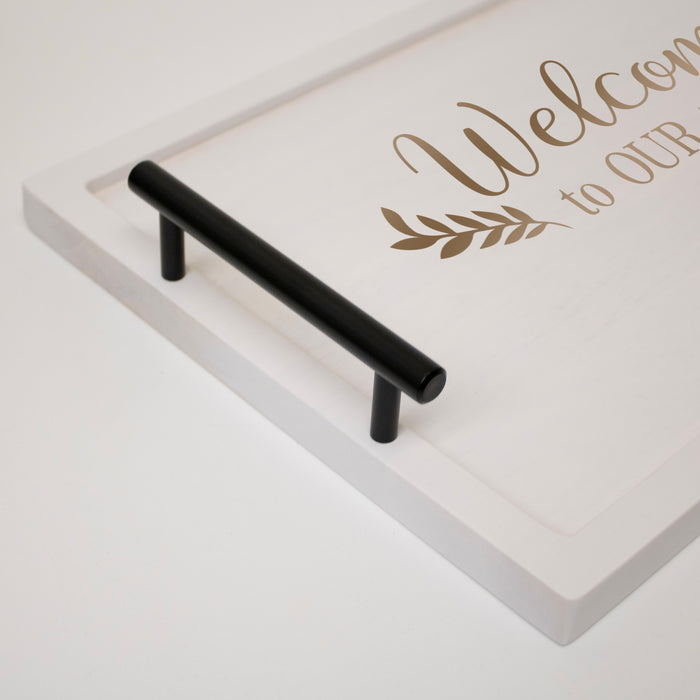 Personalized "Welcome to Our Table" Serving Tray with Handles