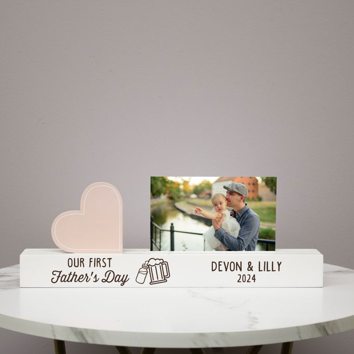 Personalized "Our First Father's Day" Photo Bar