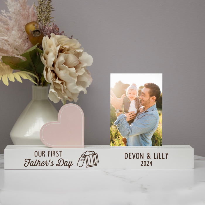 Personalized "Our First Father's Day" Photo Bar