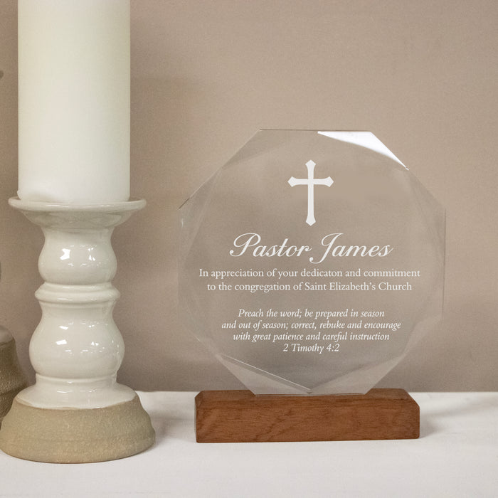 Personalized Pastor Appreciation Crystal Plaque