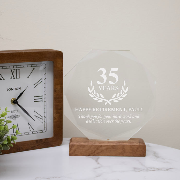 Personalized Retirement Years Crystal Plaque