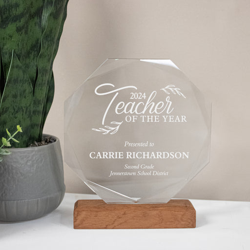 Custom Teacher Recognition Crystal Plaque
