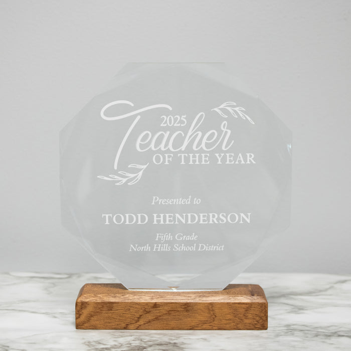 Personalized Teacher of the Year Award Plaque