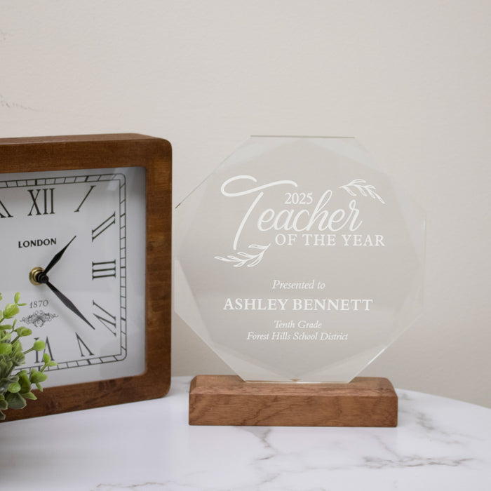 Personalized Teacher of the Year Award Plaque