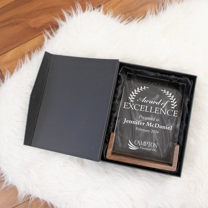 Personalized Award of Excellence Crystal Plaque