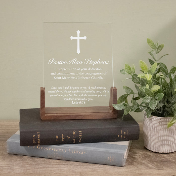 Personalized Pastor Appreciation Crystal Plaque